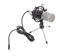 OFFSCH Micrófonos De Condensador Cableado Micrófono para Conferencias Ktv Negro y Plata Redondo