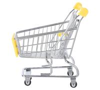 OFFSCH Mini Carrito de Compras de Metal: Carrito de Compras de Juguete con Ruedas, Cesta de comestibles, Modelo de de supermercado pequeño para Juego de rol y exhibición en casa de muñecas.