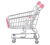OFFSCH Mini Carrito de Compras de Metal: Carrito de Compras de Juguete con Ruedas, Cesta de comestibles, Modelo de de supermercado pequeño para Juego de rol y exhibición en casa de muñecas.