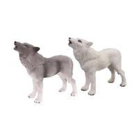 OFFSCH Modelos Decorativos de Caninos 2 Piezas, Figuras de Simulación Realistas de Animales Salvajes, PVC Resistente, Tamaño Pequeño, Juguetes Educativos para Decoración de Escritorio,