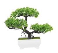OFFSCH Planta Decorativa Artificial de Pino Realista para Escritorio Plástico Verde, Mini Bonsái Que No Se Marchita Adecuado para Sala de Estar U Oficina