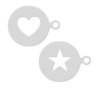 OFFSCH Plantillas de Café Decorar Cupcakes y Galletas para de Acero Inoxidable Borde Liso y Fácil de Usar, 2 Piezas para Decoración DIY para Decorar Cupcakes y Galletas
