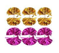 OFFSCH Pompones Metálicos para Porristas 6 Piezas Mango Mediano, Colores Rojo y Dorado, Accesorios Deportivos Ultraligeros para Animación, Baile y Eventos Escolares de Fútbol