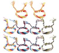 OFFSCH Pulseras de Amistad Tejidas a Mano 10 Piezas Pulseras Artesanales de Algodón Coloridas Estilo Étnico Nepalí Decoraciones Delicadas para Muñeca Uso Diario y Color Aleatorio