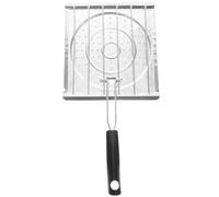 OFFSCH Rejilla para Asar Perforada con Mango Plegable, Acero Inoxidable | Superficie sin Recubrimiento, Efecto Difusor de Llama, para Carnes y Arepas, Camping y Mochila