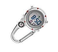 OFFSCH Reloj Colgante de Acero Inoxidable, Reloj de Cuarzo con Gancho y Brillo Nocturno, para Actividades al Aire Libre y Senderismo, Esfera de Vidrio roja