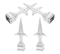 OFFSCH Remates de Valla de Hierro en Forma Puntiaguda, 4 Piezas para Decoración y Seguridad en Áreas Residenciales y Comerciales, Color Plateado