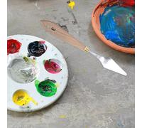 OFFSCH Set de 5 Espátulas para Pintura al Óleo Cuchillas de Acero Inoxidable y Mangos de Madera de Haya Agujero Herramientas Profesionales para Artista Mezclas y Técnicas Lienzo y