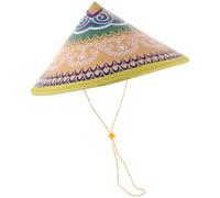 OFFSCH Sombrero de Bambú Trenzado Oriental para Disfraz de Danza, Color 8, Tamaño Mediano, Sombrero Tradicional Asiático para Actuaciones y Fiestas Temáticas