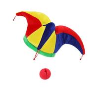 OFFSCH Sombrero de Disfraz de Payaso con Campanas y Nariz de Espuma, Accesorio Divertido para Carnaval y Fiesta, Tejido Suave Transpirable, Adecuado para Cosplay y Mascaradas