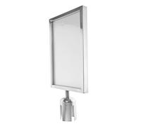 OFFSCH Soporte para Señal de Barrera A4 Vertical 30 X 21 Cm Acero Inoxidable Plateado, Marco Superior para Carteles de Marketing y Exhibidores de Eventos en Espacios Concurridos