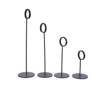 OFFSCH Soportes para Números de Mesa de Acero Inoxidable Set de 4 Piezas Base Redonda Negra 10 CM 15 CM 20 CM 23 CM Porta Tarjetas para Boda Restaurante y Eventos Exhibidores