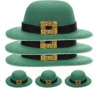 OFFSCH Tapas Decorativas para Botellas de Vino del Día Verde, Mini Sombreros Verdes Detalle Dorado, Tamaño 8x8x2.8 Cm, Set de 6 Piezas para Decoración de Botellas en Fiestas y Hogar
