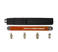 Offset extension wrench 15 inch impact multifunctional kit, with 1/2 inch, 1/4 inch, and 3/8 inch square adapter drive sockets,