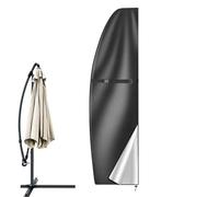 Offset Umbrella Cover, Patio Shade Protector, Oxford Fabric Fade Resistant Sleeve, Banana Style, Large Size, Black, Waterproof Zipper Closure for Garden, Deck, Pool, Lawn, Balcony