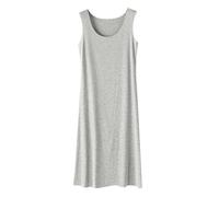 OFFSUM Camisón De Pijama De Mujer - Camisón De Color Sólido Sin Mangas con Cuello Redondo De Gran Tamaño Algodón De Verano Ropa Interior De Temperamento De Estilo Coreano,Gris,XXL