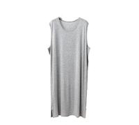 OFFSUM Camisón De Pijama De Mujer - Camisón Informal Sin Mangas De Color Sólido De Estilo Coreano De Gran Tamaño Cuello Redondo Ropa De Dormir De Moda De Algodón Suave Lencería Gris 3XL