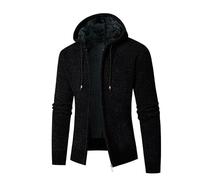 OFFSUM Cárdigan De Punto Para Hombre - Cárdigan De Punto De Manga Larga De Vellón De Invierno Clásico Con Capucha Cálido Con Cremallera Frontal Informal Con Bolsillo Ropa De Abrigo De Talla Gran
