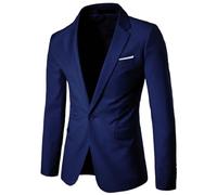 OFFSUM Chaqueta Blazer para Hombre - Chaquetas De Traje Delgadas para Hombre Primavera Otoño Boda Negocios Esmoquin Banquete Ropa De Abrigo Formal para Oficina Trabajo Fiesta Ropa Vintage, Azul, XL