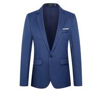OFFSUM Chaqueta Blazer para Hombre - Hombres De Negocios Otoño Tops Casuales Chaqueta De Traje Delgado Un Solo Pecho Tallas Grandes M-5Xl Banquete Ropa Formal para Trabajo De Oficina,Azul,5XL