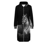 OFFSUM Chaqueta Con Capucha Para Mujer - Animal Tigre Sudadera Larga Con Capucha, Cárdigan Suave, Otoño Invierno, Cálida, Con Cremallera, Prendas De Abrigo, Tallas Grandes, Tops 5Xl