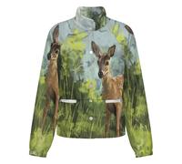 OFFSUM Chaqueta Polar Para Mujer - Animales Del Bosque Ciervos Cárdigan Deportivo Resistente Al Viento Para Otoño E Invierno, Abrigo Informal Para Exteriores, Ropa De Moda Con Bolsillos 4Xl