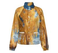 OFFSUM Chaqueta Polar Para Mujer - Árbol Amarillo Cárdigan Para Exteriores, Suave, Cálido, Informal, Para Otoño E Invierno, Tallas Grandes 4Xl