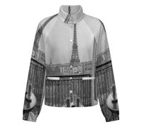 OFFSUM Chaqueta Polar Para Mujer - Arquitectura Urbana Chaqueta Informal De Moda Con Bolsillo Para Otoño E Invierno, Cálida Y Suave, Para Exteriores. Xl