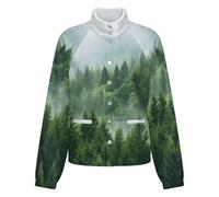 OFFSUM Chaqueta Polar Para Mujer - Bosque Verde Ropa De Calle De Otoño, Informal, Holgada, Cómoda, A La Moda, Cárdigan Cálido, Tops, Ropa De Abrigo L