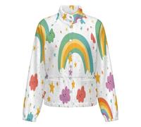 OFFSUM Chaqueta Polar Para Mujer - Dibujos Animados Coloridos Cárdigan Deportivo Resistente Al Viento Para Otoño E Invierno, Abrigo Informal Para Exteriores, Ropa De Moda Con Bolsillos S