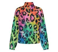 OFFSUM Chaqueta Polar Para Mujer - Estampado De Leopardo Colorido Otoño Invierno Casual Con Bolsillos Tops Sueltos Ropa De Abrigo Cárdigan De Mujer Ropa Suave Xxl