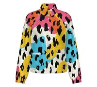 OFFSUM Chaqueta Polar Para Mujer - Estampado De Leopardoabrigo De Talla Grande Para Otoño E Invierno, Tops, Cárdigan, Ropa De Calle De Moda Para Exteriores, Resistente Al Viento, Ropa De Senderis