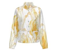 OFFSUM Chaqueta Polar Para Mujer - Flores Amarillas Cárdigan Para Exteriores, Suave, Cálido, Informal, Para Otoño E Invierno, Tallas Grandes S