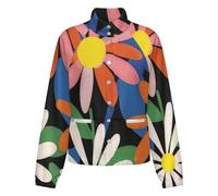 OFFSUM Chaqueta Polar Para Mujer - Flores De Colores Cárdigan Deportivo Resistente Al Viento Para Otoño E Invierno, Abrigo Informal Para Exteriores, Ropa De Moda Con Bolsillos M