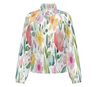 OFFSUM Chaqueta Polar Para Mujer - Flores De Colores Cárdigan Para Exteriores, Suave, Cálido, Informal, Para Otoño E Invierno, Tallas Grandes Xl