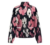 OFFSUM Chaqueta Polar Para Mujer - Flores Rosas Cárdigan Informal Para Exteriores Con Bolsillo, Abrigo Largo, Ropa De Calle De Otoño E Invierno, Ropa De Abrigo De Moda Xl