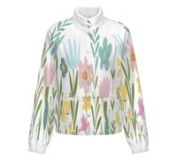 OFFSUM Chaqueta Polar Para Mujer - Flores Rosas Cárdigan Para Exteriores, Suave, Cálido, Informal, Para Otoño E Invierno, Tallas Grandes S