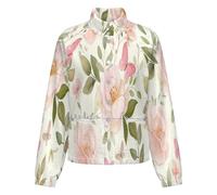 OFFSUM Chaqueta Polar Para Mujer - Flores Rosas Chaqueta Informal De Moda Con Bolsillo Para Otoño E Invierno, Cálida Y Suave, Para Exteriores. S