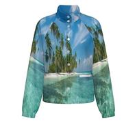 OFFSUM Chaqueta Polar Para Mujer - Hermosa Vista Al Mar Cárdigan Deportivo Resistente Al Viento Para Otoño E Invierno, Abrigo Informal Para Exteriores, Ropa De Moda Con Bolsillos L