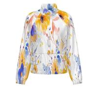 OFFSUM Chaqueta Polar Para Mujer - Hermosas Flores Cárdigan Para Exteriores, Suave, Cálido, Informal, Para Otoño E Invierno, Tallas Grandes L