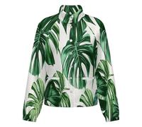 OFFSUM Chaqueta Polar Para Mujer - Hojas Verdes Chaqueta Deportiva De Invierno A Prueba De Viento, Abrigo Para Entrenamiento Al Aire Libre Con Bolsillo, Ropa De Abrigo, Cárdigan De Moda, Tops S