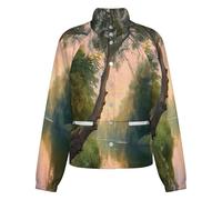 OFFSUM Chaqueta Polar Para Mujer - Lago Del Bosque Chaqueta Con Estampado 3D Para Otoño E Invierno, Cálida, Para Exteriores, Moda Deportiva, Cárdigan De Talla Grande S