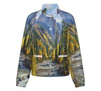 OFFSUM Chaqueta Polar Para Mujer - Montañas Del Bosque Cárdigan Para Exteriores, Suave, Cálido, Informal, Para Otoño E Invierno, Tallas Grandes 4Xl