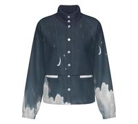 OFFSUM Chaqueta Polar Para Mujer - Nubes Y Estrellas Cárdigan Informal Para Exteriores Con Bolsillo, Abrigo Largo, Ropa De Calle De Otoño E Invierno, Ropa De Abrigo De Moda 3Xl