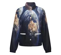 OFFSUM Chaqueta Polar Para Mujer - Paisaje De La Tierra Cárdigan Informal Para Exteriores Con Bolsillo, Abrigo Largo, Ropa De Calle De Otoño E Invierno, Ropa De Abrigo De Moda M