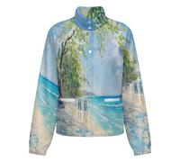 OFFSUM Chaqueta Polar Para Mujer - Paisaje De Playa Cárdigan Para Exteriores, Suave, Cálido, Informal, Para Otoño E Invierno, Tallas Grandes Xxl