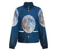 OFFSUM Chaqueta Polar Para Mujer - Paisaje Lunar Cárdigan Para Exteriores, Suave, Cálido, Informal, Para Otoño E Invierno, Tallas Grandes 3Xl