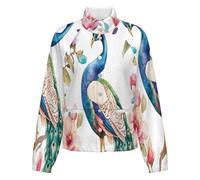 OFFSUM Chaqueta Polar Para Mujer - Pavos Reales Cárdigan Para Exteriores, Suave, Cálido, Informal, Para Otoño E Invierno, Tallas Grandes M