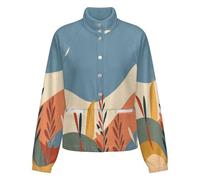 OFFSUM Chaqueta Polar Para Mujer - Plantas De Dibujos Animados Cárdigan Informal Para Exteriores Con Bolsillo, Abrigo Largo, Ropa De Calle De Otoño E Invierno, Ropa De Abrigo De Moda S