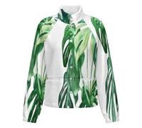 OFFSUM Chaqueta Polar Para Mujer - Plantas Verdes Cárdigan Informal Para Exteriores Con Bolsillo, Abrigo Largo, Ropa De Calle De Otoño E Invierno, Ropa De Abrigo De Moda S